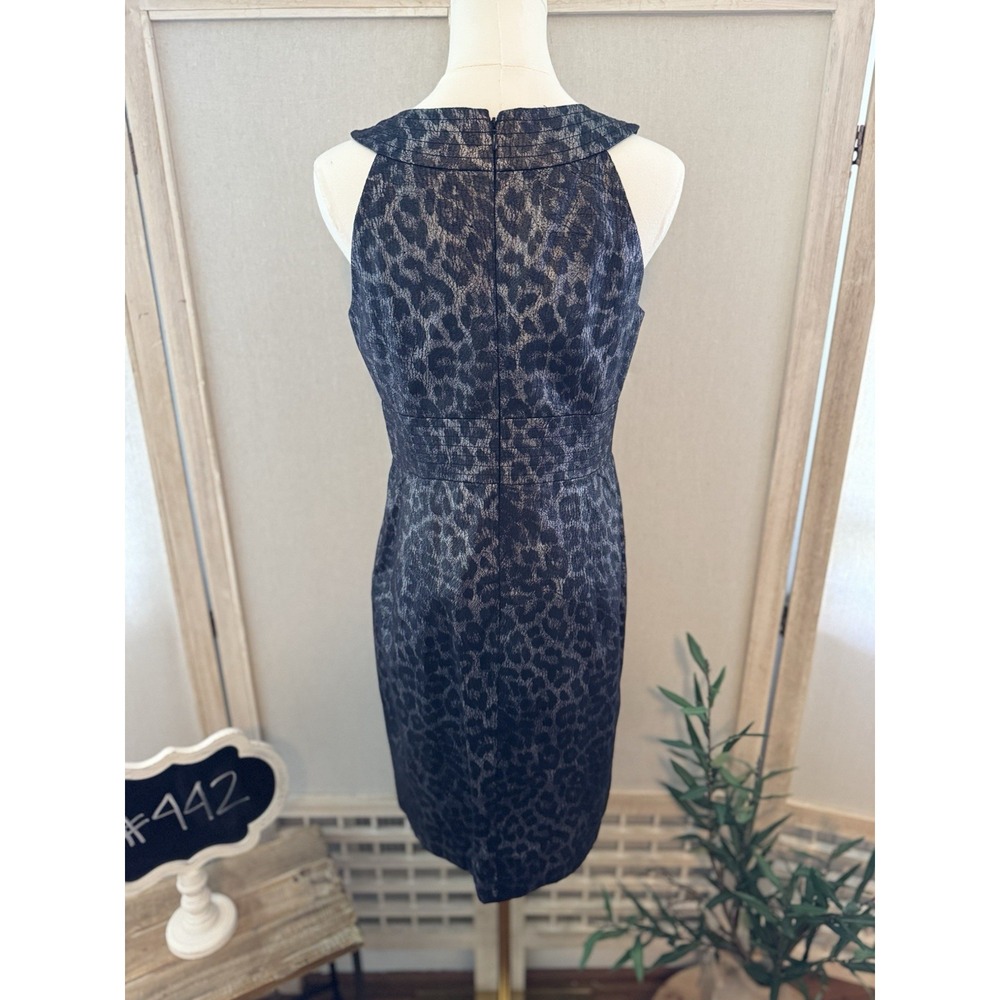 Kristin Davis Black Metallic Leopard Print Dress Size 6 - Picture 6 of 8